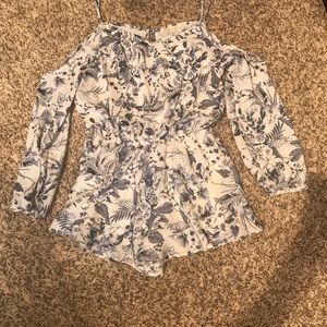 White and Blue floral romper